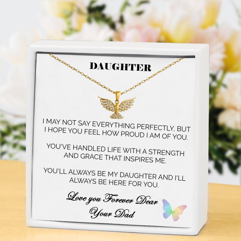 Dear Daughter Wings of Strength Necklace Brave, Bold, You Dear Daughter Wings of Strength Necklace Brave, Bold, You