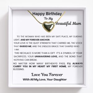 Happy Birthday Mom Close to My Heart Necklace - You’re our heart